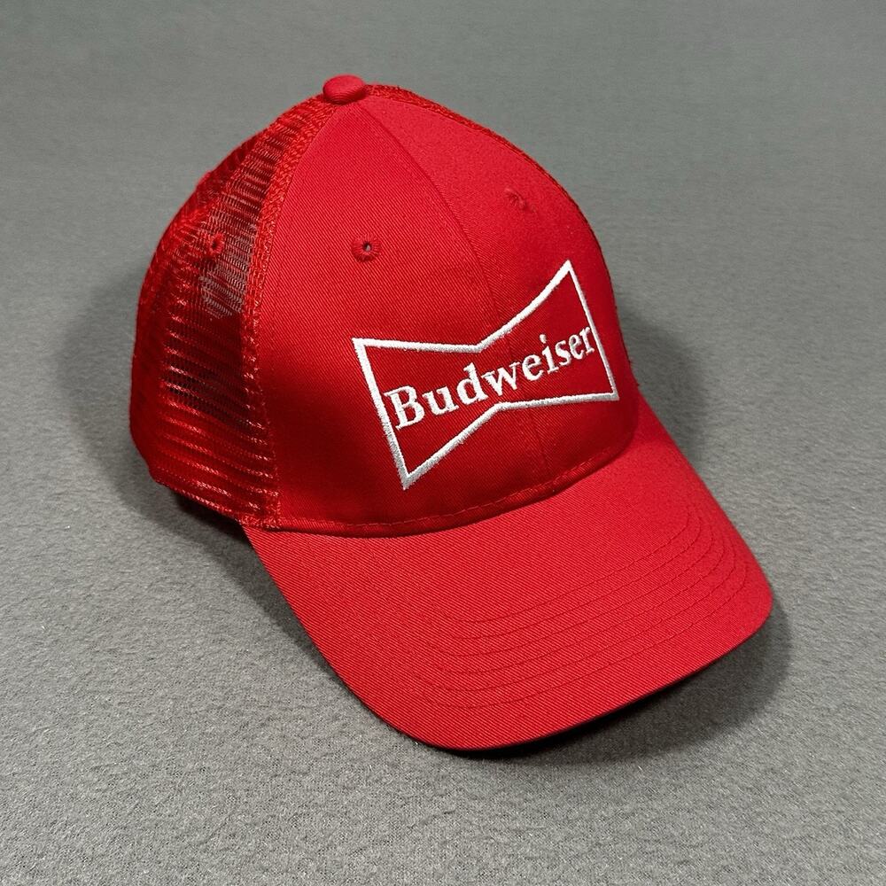Budweiser Red Trucker Hat Snapback Mesh Embroidered Logo Beer Cap